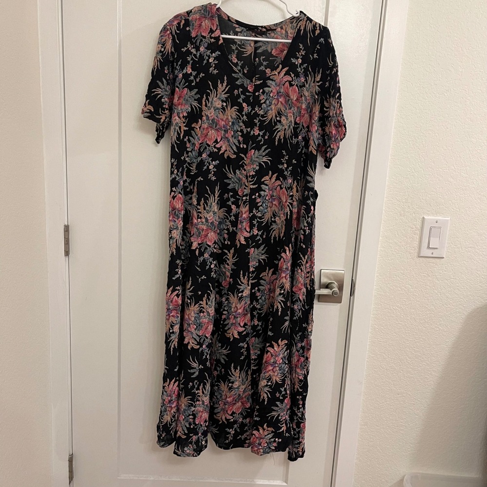 Vintage 90s Maxi Dress Floral Flowy Whimseygoth Fairycore Boho